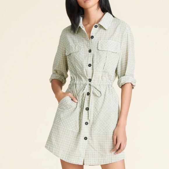 VERONICA BEARD Alyse Check Long Sleeve Shirt Dress Sz L - Picture 2 of 5